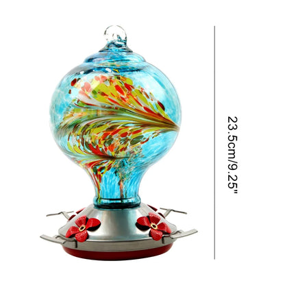1 mangeoire à colibris en verre teinté soufflé à la main pour l'extérieur, mangeoire à oiseaux suspendue, abreuvoir pour animaux de compagnie 