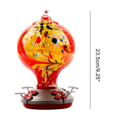 1 mangeoire à colibris en verre teinté soufflé à la main pour l'extérieur, mangeoire à oiseaux suspendue, abreuvoir pour animaux de compagnie 
