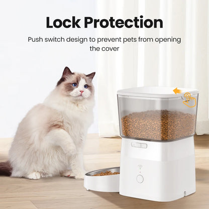 ROJECO Distributeur automatique de nourriture pour chat WIFI 2L Distributeur intelligent de nourriture pour animaux de compagnie pour chiens et aliments secs Distributeur de croquettes avec accessoires de télécommande