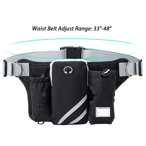Sac ceinture réglable avec laisse rétractable pour chien mains libres – Coutures réfléchissantes pour la course, la marche, la randonnée