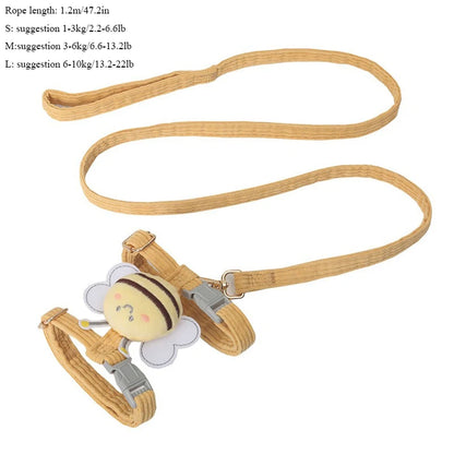 Harnais pour chien de style abeille avec laisse - Portable et confortable