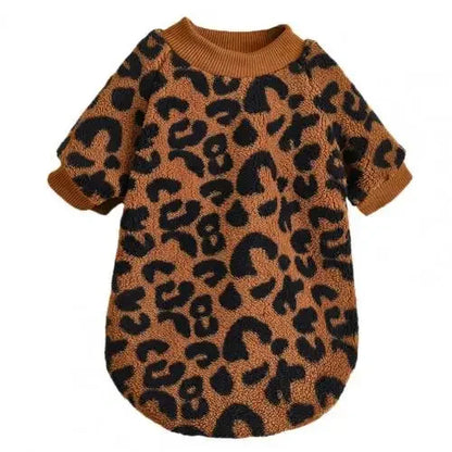 Pull d'hiver à imprimé léopard pour chien - Pull chaud et élégant pour animaux de compagnie pour bouledogues français, chiots et petits chiens 