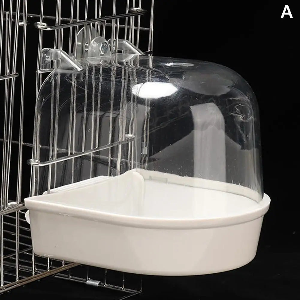 Bain d'oiseaux transparent à suspendre – Accessoire de cage pour perruches, perruches ondulées, canaris et calopsittes