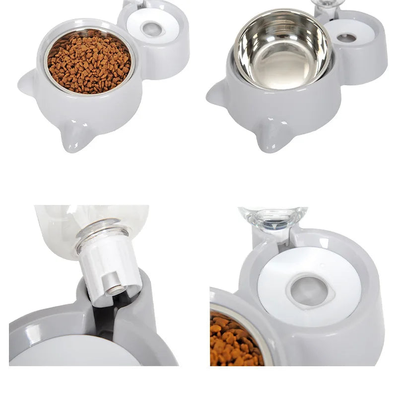 Gamelle pour chat 2 en 1 avec distributeur d'eau automatique