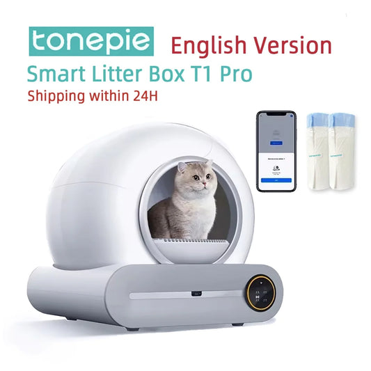 Bac à litière automatique intelligent pour chat Tonepie 65L Versions anglaises