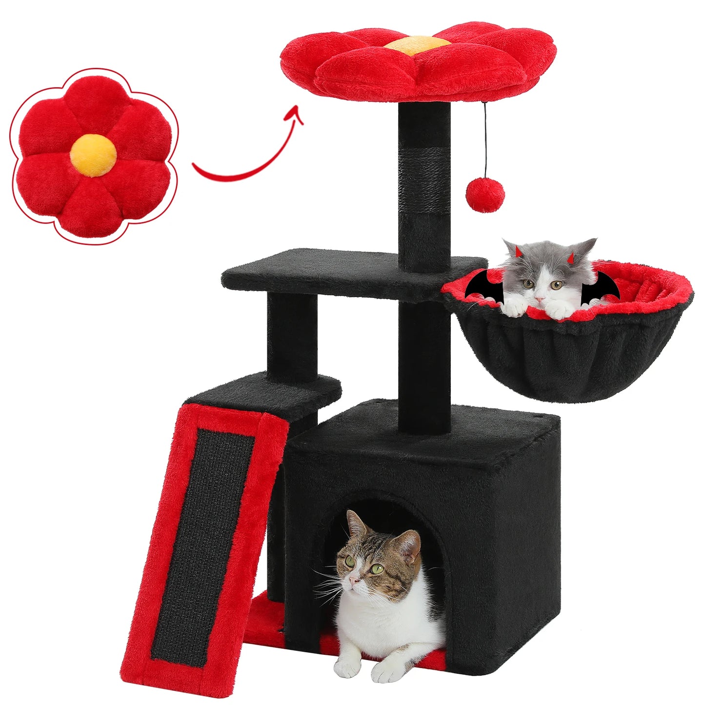 Arbre à chat de luxe – Condos doubles, hamac, perchoir spacieux, griffoirs en sisal