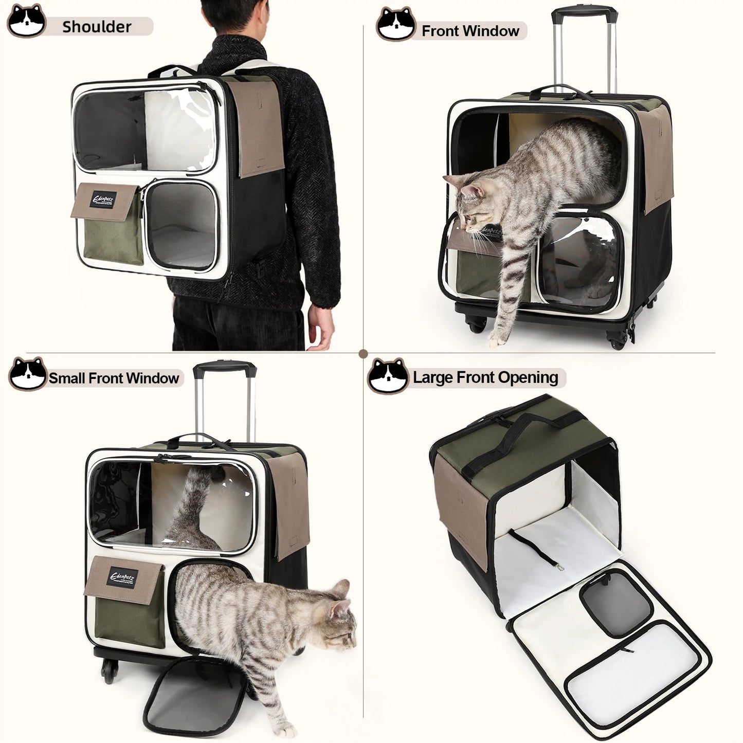 Chariot pour chien et chat, poussette pliable pour animaux de compagnie, 4 roues universelles, valise de voyage pour animaux de compagnie