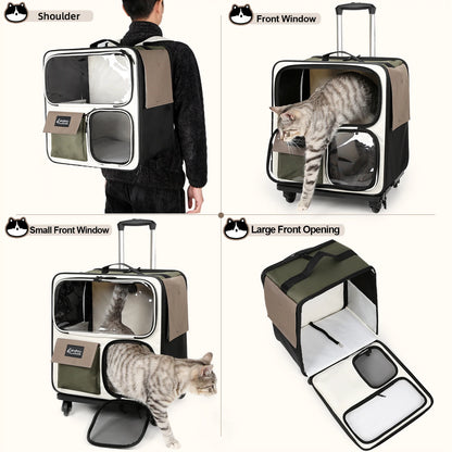 Chariot pour chien et chat, poussette pliable pour animaux de compagnie, 4 roues universelles, valise de voyage pour animaux de compagnie