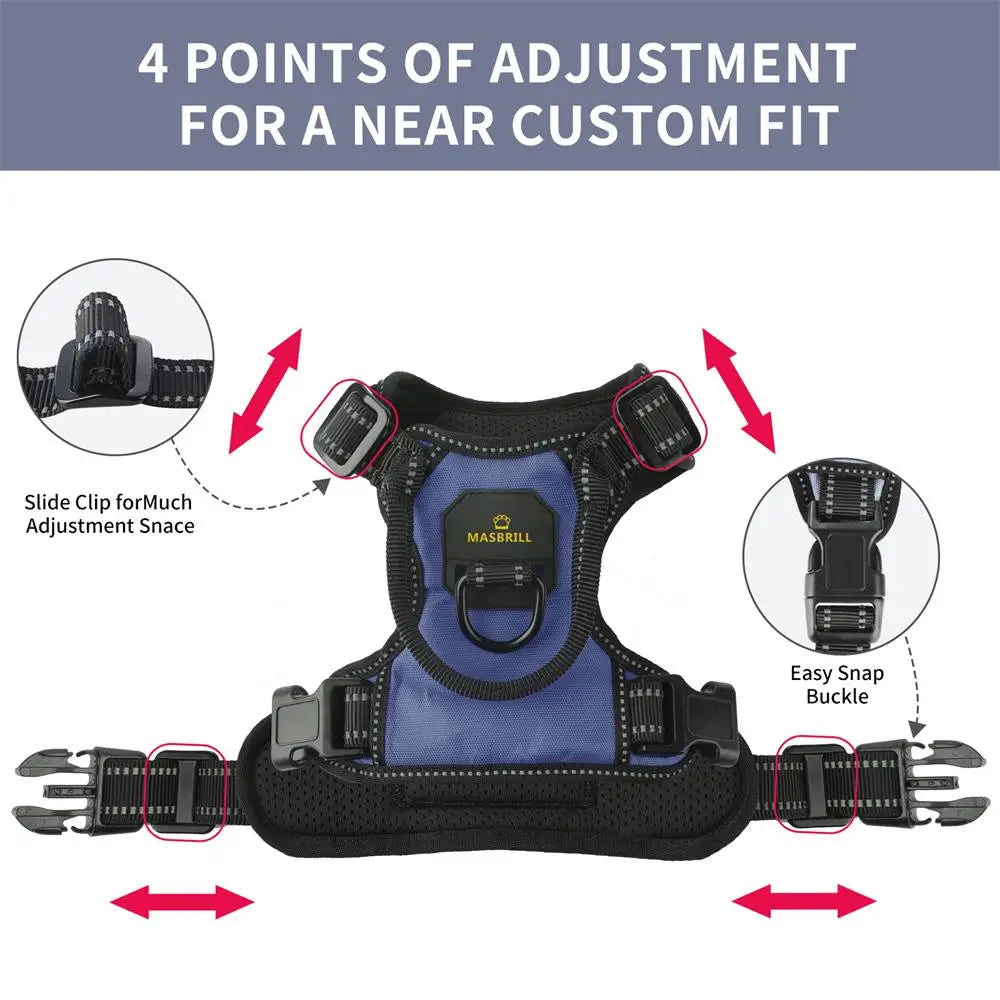 MASBRILL Pet No-Pull Harness – Upgrade Version Reflective Nylon Adjustable Dog Vest for Medium & Large Dog