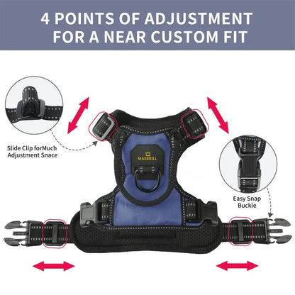 MASBRILL Pet No-Pull Harness – Upgrade Version Reflective Nylon Adjustable Dog Vest for Medium & Large Dog