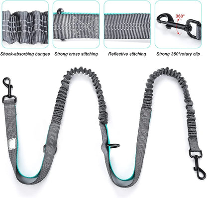 Sac ceinture réglable avec laisse rétractable pour chien mains libres – Coutures réfléchissantes pour la course, la marche, la randonnée