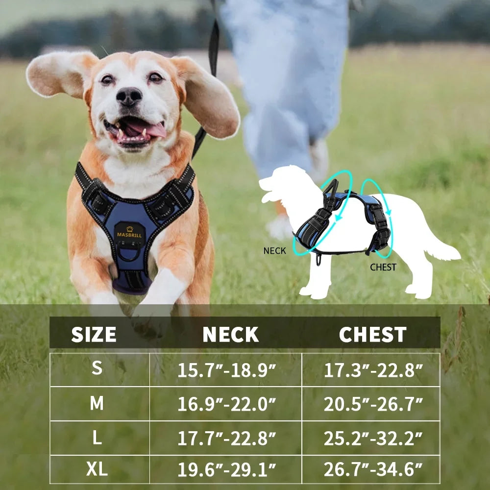 MASBRILL Pet No-Pull Harness – Upgrade Version Reflective Nylon Adjustable Dog Vest for Medium & Large Dog