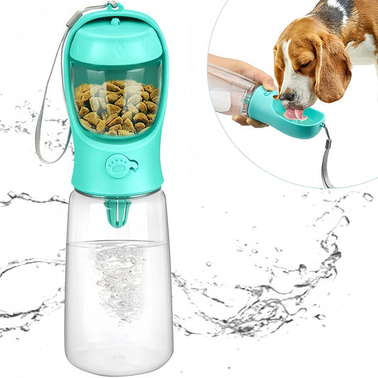 Bouteille d'eau pour animaux de compagnie, matériau portable de qualité alimentaire, bouteille d'eau pour chien et chat, bouteille de voyage avec distributeur de nourriture, bouteille d'eau pour chiot