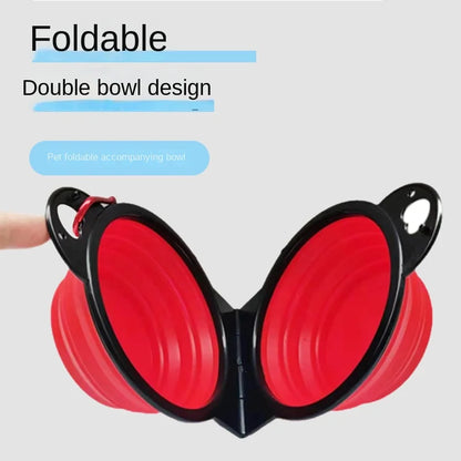 Gamelle de voyage pliable 2 en 1 pour chiens et chats – Gamelle portable pour nourriture et eau pour les aventures en plein air