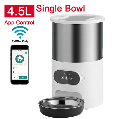 Distributeur de nourriture intelligent pour chats et chiens – Distributeur de nourriture automatique avec bols en acier inoxydable, contrôlé par application 