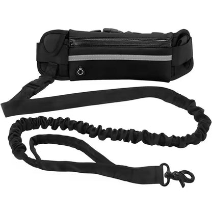 Laisse pour chien mains libres pour courir, marcher, laisse réfléchissante avec sac banane, ceinture élastique rétractable, corde de traction pour chien, produits pour animaux de compagnie