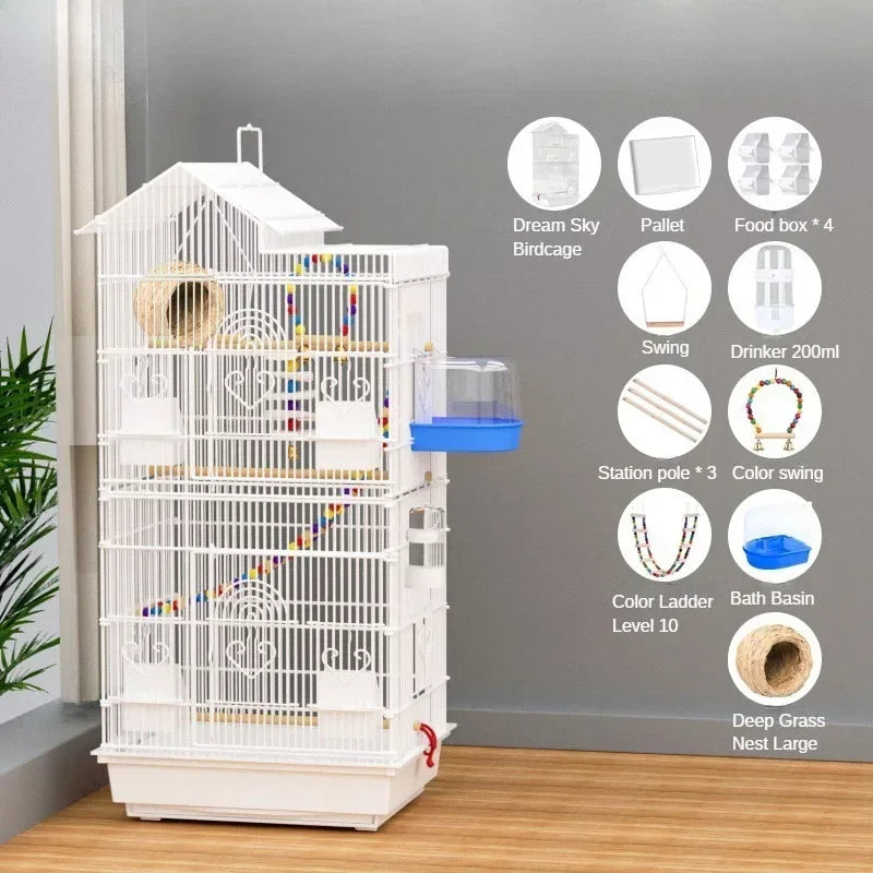 Cage à oiseaux multifonctionnelle de 100 cm – Légère, durable et idéale pour les pinsons, les canaris et les calopsittes 