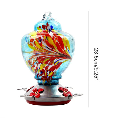 1 mangeoire à colibris en verre teinté soufflé à la main pour l'extérieur, mangeoire à oiseaux suspendue, abreuvoir pour animaux de compagnie 