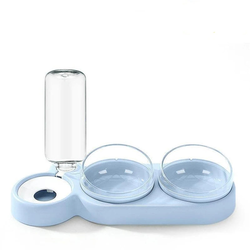 Gamelle pour chat avec fontaine à eau – Conception à double bol anti-basculement, mangeoire inclinée pour chats 