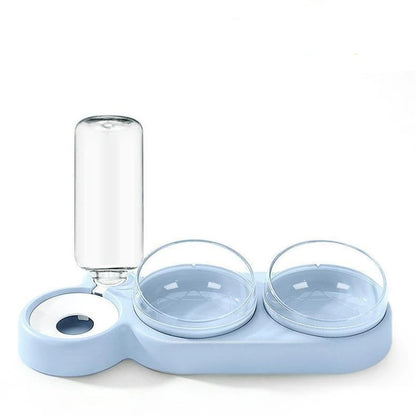 Gamelle pour chat avec fontaine à eau – Conception à double bol anti-basculement, mangeoire inclinée pour chats 
