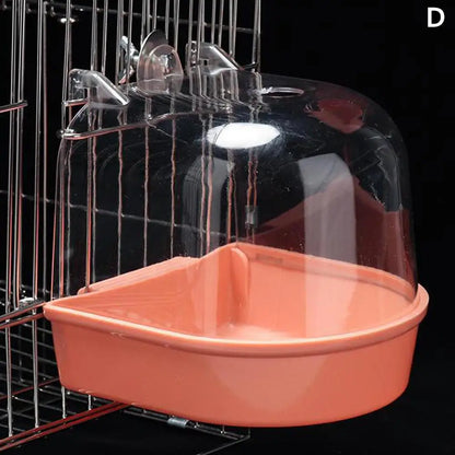 Bain d'oiseaux transparent à suspendre – Accessoire de cage pour perruches, perruches ondulées, canaris et calopsittes