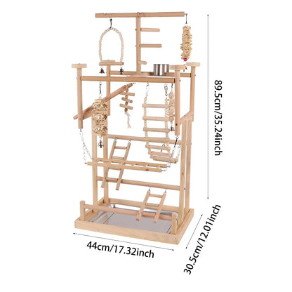 Aire de jeux en bois pour oiseaux Balançoire pour oiseaux Exercice d'escalade Support de jeu Activité pour oiseaux pour perruches Pinsons Cockatiel Jouet pour oiseaux