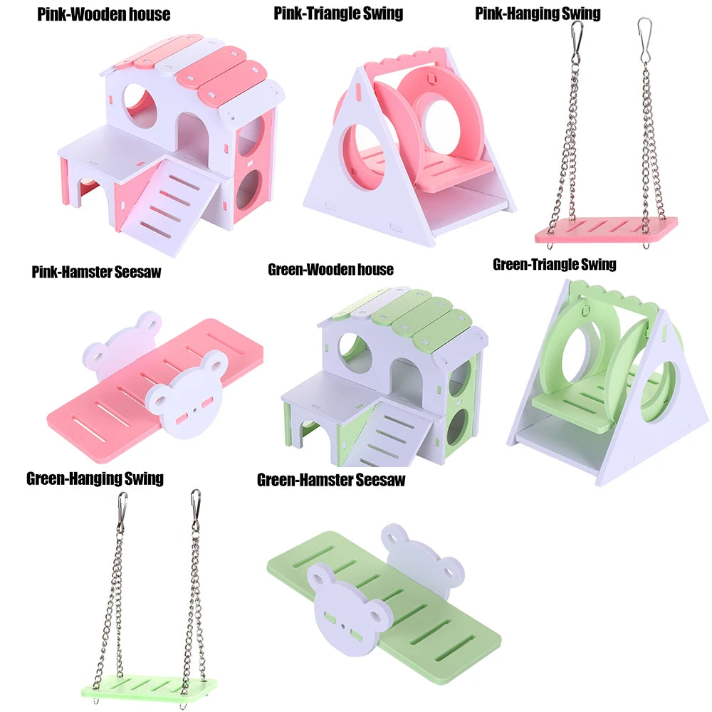 Ensemble de jouets en bois pour hamster, maison pour hamster, jouet d'activité anti-ennui, accessoires pour cage à hamster à faire soi-même pour petits animaux