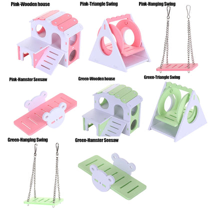 Ensemble de jouets en bois pour hamster, maison pour hamster, jouet d'activité anti-ennui, accessoires pour cage à hamster à faire soi-même pour petits animaux
