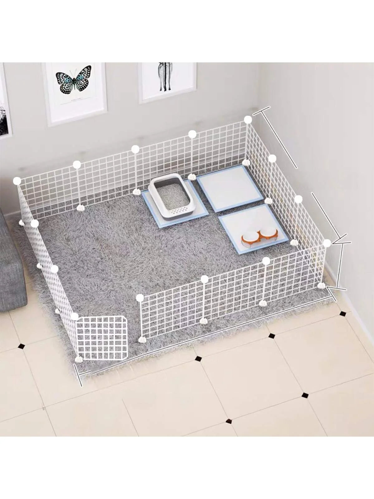 Clôture blanche pour animaux de compagnie, maille en fer à faire soi-même, peut être librement combinée, cage pour chat, cage pour chien, cage pour hamster, cage pour lapin