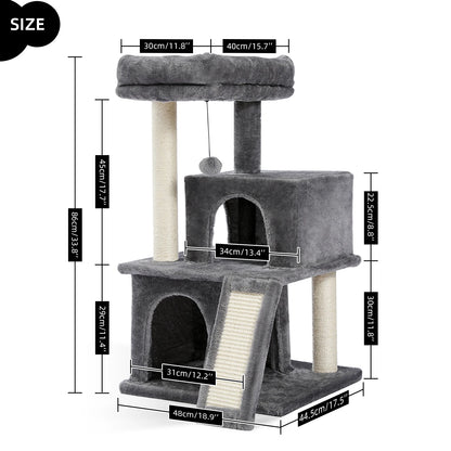 Arbre à chat de luxe – Condos doubles, hamac, perchoir spacieux, griffoirs en sisal