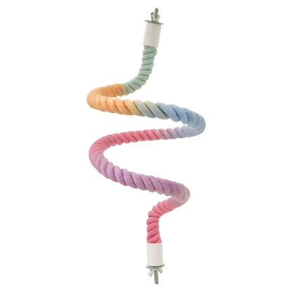 Perche à perroquet en coton coloré à tête de vis, clip de suspension robuste, corde tissée debout pour perroquet, jouet de morsure d'oiseau confortable et rotatif pour grimper