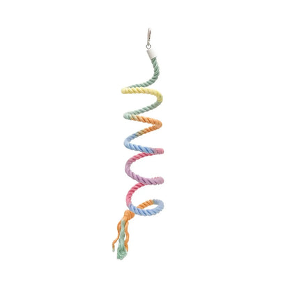 Perche à perroquet en coton coloré à tête de vis, clip de suspension robuste, corde tissée debout pour perroquet, jouet de morsure d'oiseau confortable et rotatif pour grimper