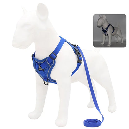 Ensemble harnais et laisse anti-traction pour chien – Gilet en maille réfléchissante réglable pour chiens de petite et moyenne taille, chats, bouledogues français 