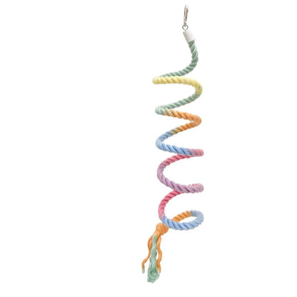 Perche à perroquet en coton coloré à tête de vis, clip de suspension robuste, corde tissée debout pour perroquet, jouet de morsure d'oiseau confortable et rotatif pour grimper