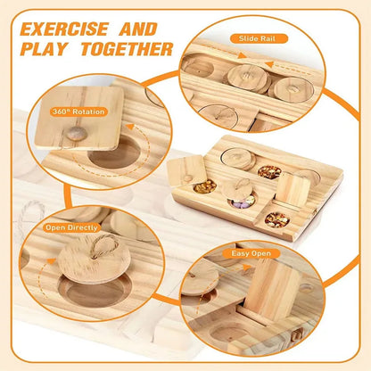 Mangeoire en bois pour hamster, snacks pour hamster Golden Bear, plateau en bois, fournitures pour animaux domestiques, jouets de recherche cachés