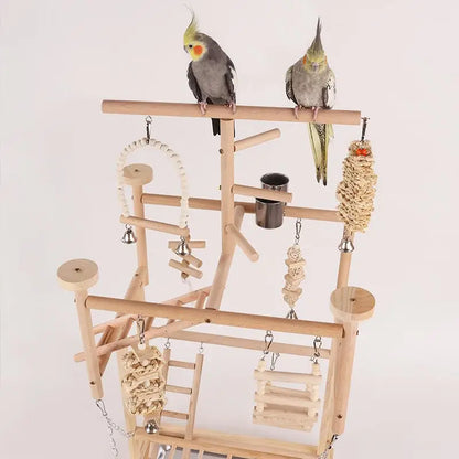 Aire de jeux en bois pour oiseaux Balançoire pour oiseaux Exercice d'escalade Support de jeu Activité pour oiseaux pour perruches Pinsons Cockatiel Jouet pour oiseaux