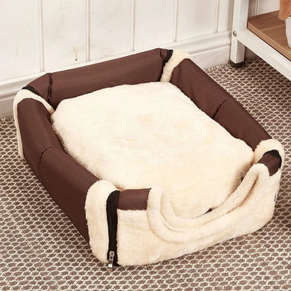 Lit pour animaux de compagnie pliable, niche pour chien, tente douce, panier de couchage intérieur fermé et chaud en peluche avec coussin amovible pour chats et chiens 
