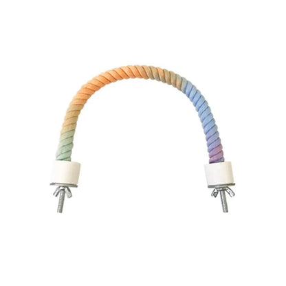 Perche à perroquet en coton coloré à tête de vis, clip de suspension robuste, corde tissée debout pour perroquet, jouet de morsure d'oiseau confortable et rotatif pour grimper
