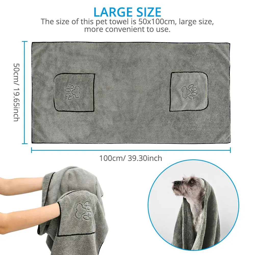 Super saugfähiges Hundehandtuch für große Welpen, Bademantel, Badetücher, schnelltrocknendes Badetuch für Katzen, Badezubehör, Hundehandtuch aus Mikrofaser