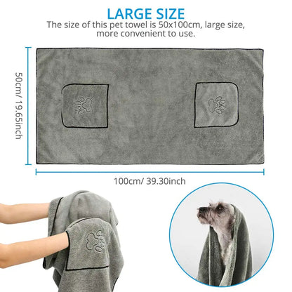 Super saugfähiges Hundehandtuch für große Welpen, Bademantel, Badetücher, schnelltrocknendes Badetuch für Katzen, Badezubehör, Hundehandtuch aus Mikrofaser