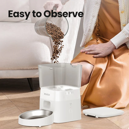 ROJECO Distributeur automatique de nourriture pour chat WIFI 2L Distributeur intelligent de nourriture pour animaux de compagnie pour chiens et aliments secs Distributeur de croquettes avec accessoires de télécommande