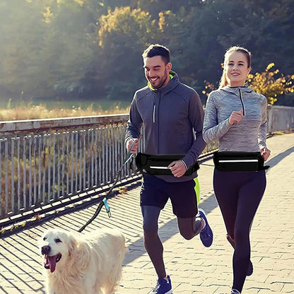 Laisse pour chien mains libres pour courir, marcher, laisse réfléchissante avec sac banane, ceinture élastique rétractable, corde de traction pour chien, produits pour animaux de compagnie