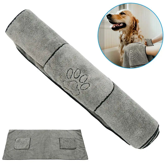Serviette de bain super absorbante pour gros chiot, peignoir, serviettes de bain, serviette de bain pour chat à séchage rapide, fournitures de bain, serviette pour chien, microfibre