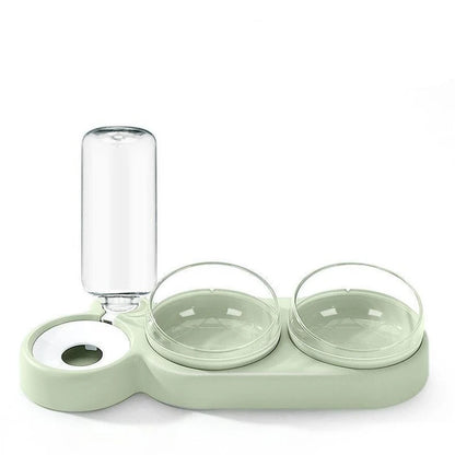 Gamelle pour chat avec fontaine à eau – Conception à double bol anti-basculement, mangeoire inclinée pour chats 