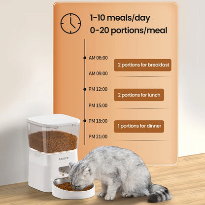 ROJECO Distributeur automatique de nourriture pour chat WIFI 2L Distributeur intelligent de nourriture pour animaux de compagnie pour chiens et aliments secs Distributeur de croquettes avec accessoires de télécommande