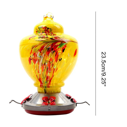 1 mangeoire à colibris en verre teinté soufflé à la main pour l'extérieur, mangeoire à oiseaux suspendue, abreuvoir pour animaux de compagnie 