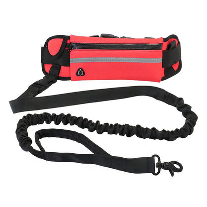Laisse pour chien mains libres pour courir, marcher, laisse réfléchissante avec sac banane, ceinture élastique rétractable, corde de traction pour chien, produits pour animaux de compagnie