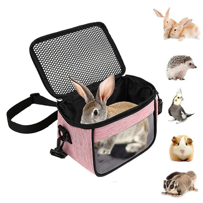 Sac à bandoulière incliné pour lapin, hamster, hérisson, furet, sac de voyage portable pour petit animal de compagnie, sac de transport respirant pour animaux