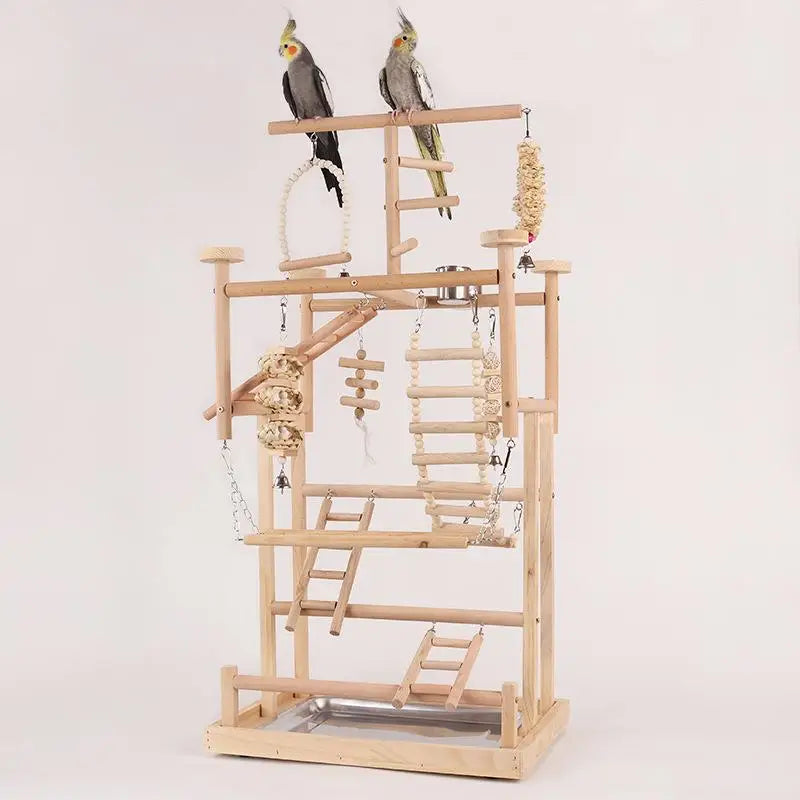 Aire de jeux en bois pour oiseaux Balançoire pour oiseaux Exercice d'escalade Support de jeu Activité pour oiseaux pour perruches Pinsons Cockatiel Jouet pour oiseaux