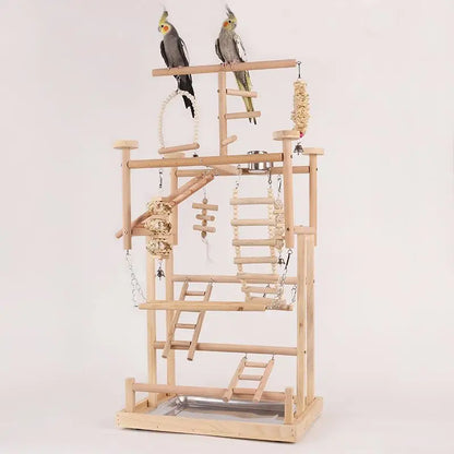 Aire de jeux en bois pour oiseaux Balançoire pour oiseaux Exercice d'escalade Support de jeu Activité pour oiseaux pour perruches Pinsons Cockatiel Jouet pour oiseaux
